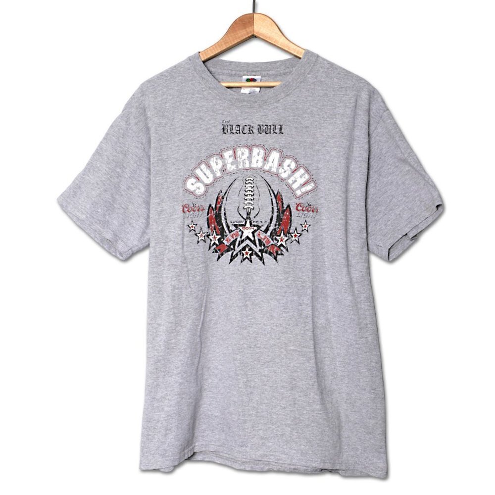 Coors Light NFL Super Bowl XLVIII T-Shirt Superbash Football Cotton Grey